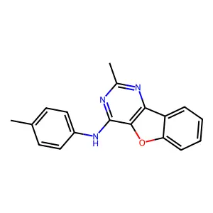 2-methyl-N-(4-methylphenyl)-[1]benzofuro[3,2-d]pyrimidin-4-amine structure