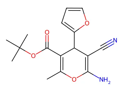 tert-butyl 6-amino-5-cyano-4-(furan-2-yl)-2-methyl-4H-pyran-3-carboxylate structure