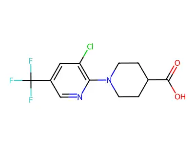 1-[3-Chloro-5-(trifluoromethyl)pyridin-2-yl]piperidine-4-carboxylic acid structure