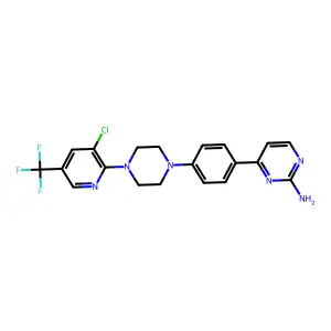 4-(4-{4-[3-chloro-5-(trifluoromethyl)-2-pyridinyl]piperazino}phenyl)-2-pyrimidinamine structure