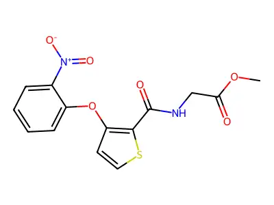 Methyl 2-({[3-(2-nitrophenoxy)-2-thienyl]carbonyl}amino)acetate structure