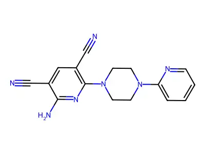 2-Amino-6-[4-(2-pyridinyl)piperazino]-3,5-pyridinedicarbonitrile structure