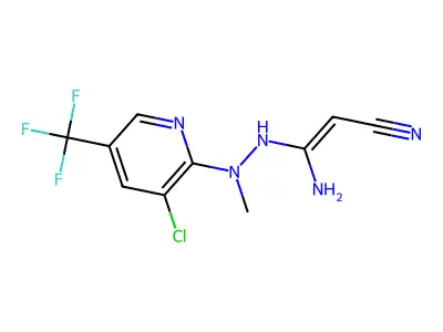3-amino-3-{2-[3-chloro-5-(trifluoromethyl)-2-pyridinyl]-2-methylhydrazino}acrylonitrile structure