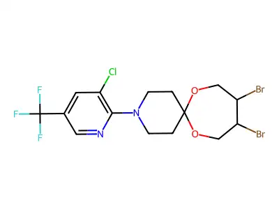 9,10-dibromo-3-[3-chloro-5-(trifluoromethyl)pyridin-2-yl]-7,12-dioxa-3-azaspiro[5.6]dodecane structure