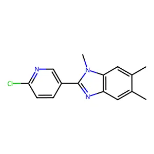 2-(6-chloro-3-pyridinyl)-1,5,6-trimethyl-1H-1,3-benzimidazole structure