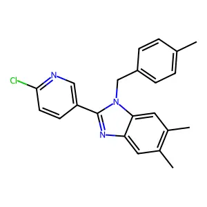 2-(6-chloro-3-pyridinyl)-5,6-dimethyl-1-(4-methylbenzyl)-1H-1,3-benzimidazole structure