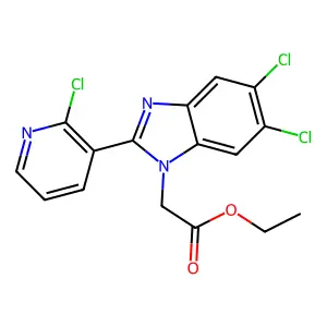 Ethyl 2-(5,6-dichloro-2-(2-chloro-3-pyridinyl)-1H-benzimidazol-1-yl)acetate structure