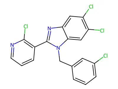 5,6-dichloro-1-(3-chlorobenzyl)-2-(2-chloro-3-pyridinyl)-1H-1,3-benzimidazole structure