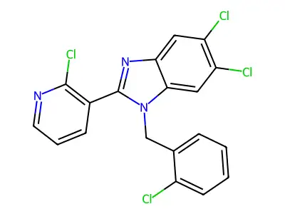5,6-dichloro-1-(2-chlorobenzyl)-2-(2-chloro-3-pyridinyl)-1H-1,3-benzimidazole structure