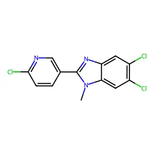 5,6-dichloro-2-(6-chloro-3-pyridinyl)-1-methyl-1H-1,3-benzimidazole structure