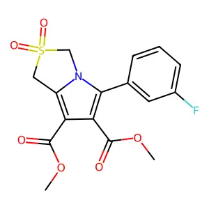 dimethyl 5-(3-fluorophenyl)-2,2-dioxo-2,3-dihydro-1H-2lambda~6~-pyrrolo[1,2-c][1,3]thiazole-6,7-dicarboxylate structure