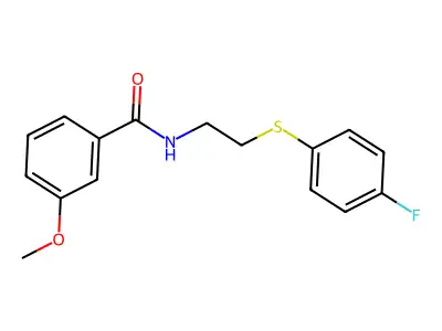 N-{2-[(4-fluorophenyl)sulfanyl]ethyl}-3-methoxybenzenecarboxamide structure