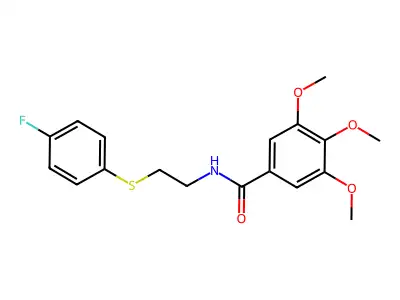 N-{2-[(4-fluorophenyl)sulfanyl]ethyl}-3,4,5-trimethoxybenzenecarboxamide structure
