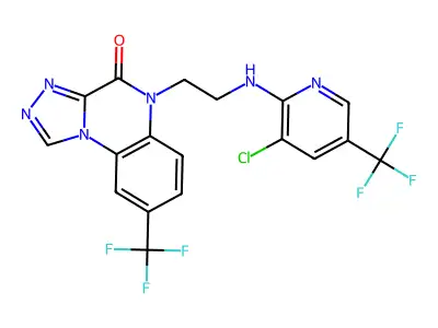 5-(2-{[3-chloro-5-(trifluoromethyl)-2-pyridinyl]amino}ethyl)-8-(trifluoromethyl)[1,2,4]triazolo[4,3-a]quinoxalin-4(5H)-one structure