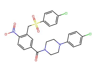 (4-(4-Chlorophenyl)piperazino)(3-(((4-chlorophenyl)sulfonyl)methyl)-4-nitrophenyl)methanone structure