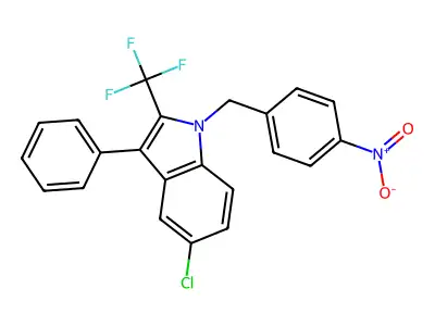5-chloro-1-(4-nitrobenzyl)-3-phenyl-2-(trifluoromethyl)-1H-indole structure