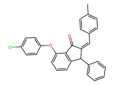 7-(4-chlorophenoxy)-2-[(4-methylphenyl)methylidene]-3-phenyl-3H-inden-1-one structure