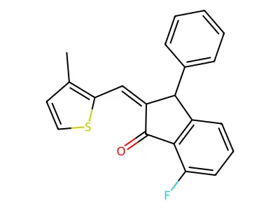 7-fluoro-2-[(3-methylthiophen-2-yl)methylidene]-3-phenyl-3H-inden-1-one structure