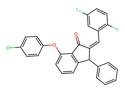 7-(4-chlorophenoxy)-2-[(2,5-difluorophenyl)methylidene]-3-phenyl-3H-inden-1-one structure
