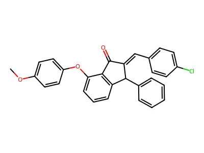 2-[(4-chlorophenyl)methylidene]-7-(4-methoxyphenoxy)-3-phenyl-3H-inden-1-one structure
