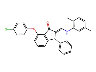 7-(4-Chlorophenoxy)-2-[(2,5-dimethylanilino)methylene]-3-phenyl-1-indanone structure