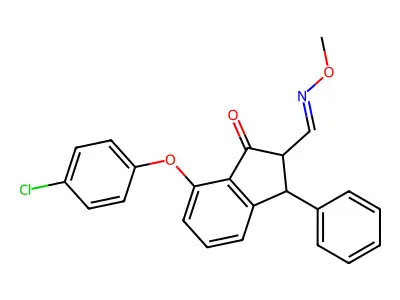 7-(4-Chlorophenoxy)-2-(methoxyiminomethyl)-3-phenyl-2,3-dihydroinden-1-one structure