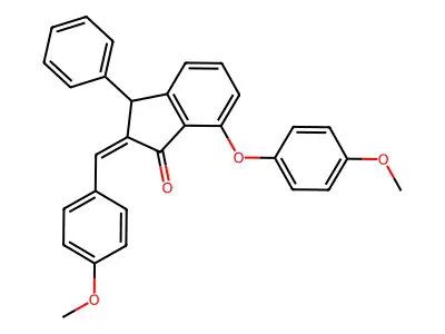 7-(4-methoxyphenoxy)-2-[(4-methoxyphenyl)methylidene]-3-phenyl-3H-inden-1-one structure