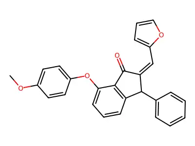 2-(furan-2-ylmethylidene)-7-(4-methoxyphenoxy)-3-phenyl-3H-inden-1-one structure