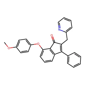 7-(4-methoxyphenoxy)-3-phenyl-2-(2-pyridinylmethyl)-1H-inden-1-one structure