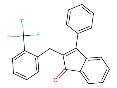 3-phenyl-2-[2-(trifluoromethyl)benzyl]-1H-inden-1-one structure