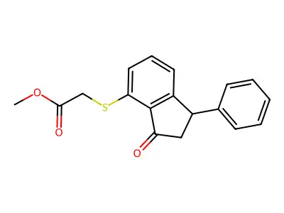 methyl 2-[(3-oxo-1-phenyl-2,3-dihydro-1H-inden-4-yl)sulfanyl]acetate structure