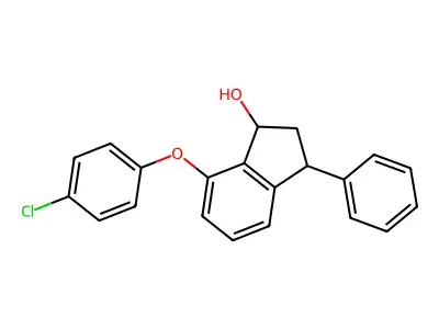 7-(4-chlorophenoxy)-3-phenyl-2,3-dihydro-1H-inden-1-ol structure