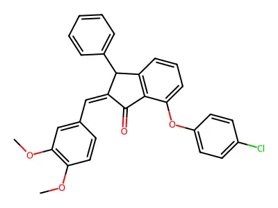 7-(4-chlorophenoxy)-2-[(3,4-dimethoxyphenyl)methylidene]-3-phenyl-3H-inden-1-one structure