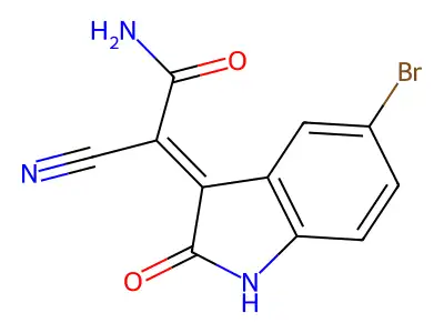 2-(5-Bromo-1,2-dihydro-2-oxo-3H-indol-3-ylidene)-2-cyanoacetamide structure