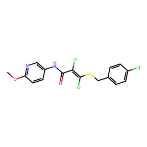 2,3-dichloro-3-[(4-chlorobenzyl)sulfanyl]-N-(6-methoxy-3-pyridinyl)acrylamide structure