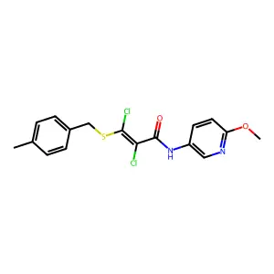 2,3-dichloro-N-(6-methoxy-3-pyridinyl)-3-[(4-methylbenzyl)sulfanyl]acrylamide structure