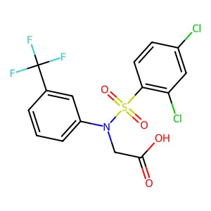 2-[N-(2,4-dichlorophenyl)sulfonyl-3-(trifluoromethyl)anilino]acetic acid structure