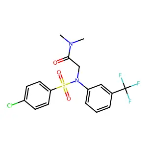 2-[[(4-chlorophenyl)sulfonyl]-3-(trifluoromethyl)anilino]-N,N-dimethylacetamide structure