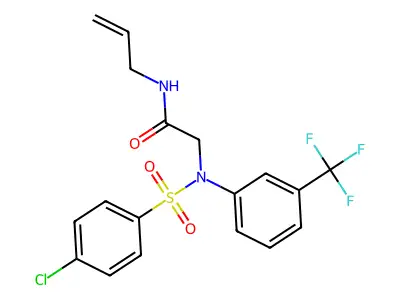 N-allyl-2-[[(4-chlorophenyl)sulfonyl]-3-(trifluoromethyl)anilino]acetamide structure