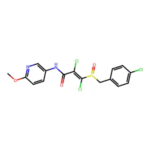 2,3-dichloro-3-[(4-chlorobenzyl)sulfinyl]-N-(6-methoxy-3-pyridinyl)acrylamide structure