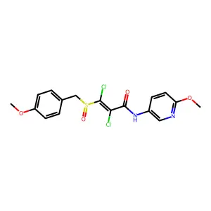 2,3-dichloro-3-[(4-methoxybenzyl)sulfinyl]-N-(6-methoxy-3-pyridinyl)acrylamide structure
