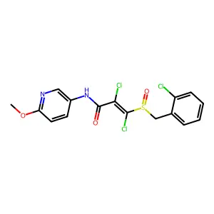 2,3-dichloro-3-[(2-chlorobenzyl)sulfinyl]-N-(6-methoxy-3-pyridinyl)acrylamide structure