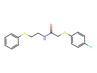 2-[(4-fluorophenyl)sulfanyl]-N-[2-(phenylsulfanyl)ethyl]acetamide structure