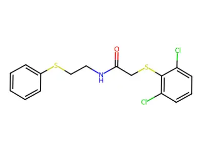 2-[(2,6-dichlorophenyl)sulfanyl]-N-[2-(phenylsulfanyl)ethyl]acetamide structure