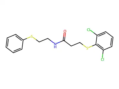 3-[(2,6-dichlorophenyl)sulfanyl]-N-[2-(phenylsulfanyl)ethyl]propanamide structure