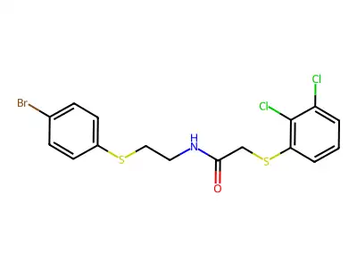 N-{2-[(4-bromophenyl)sulfanyl]ethyl}-2-[(2,3-dichlorophenyl)sulfanyl]acetamide structure