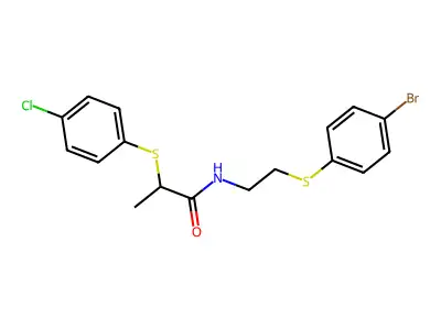 N-{2-[(4-bromophenyl)sulfanyl]ethyl}-2-[(4-chlorophenyl)sulfanyl]propanamide structure