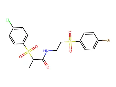N-{2-[(4-bromophenyl)sulfonyl]ethyl}-2-[(4-chlorophenyl)sulfonyl]propanamide structure