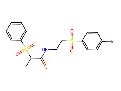 2-(benzenesulfonyl)-N-[2-(4-bromophenyl)sulfonylethyl]propanamide structure
