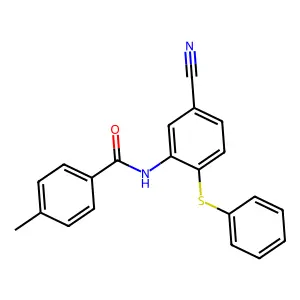 N-[5-cyano-2-(phenylsulfanyl)phenyl]-4-methylbenzenecarboxamide structure